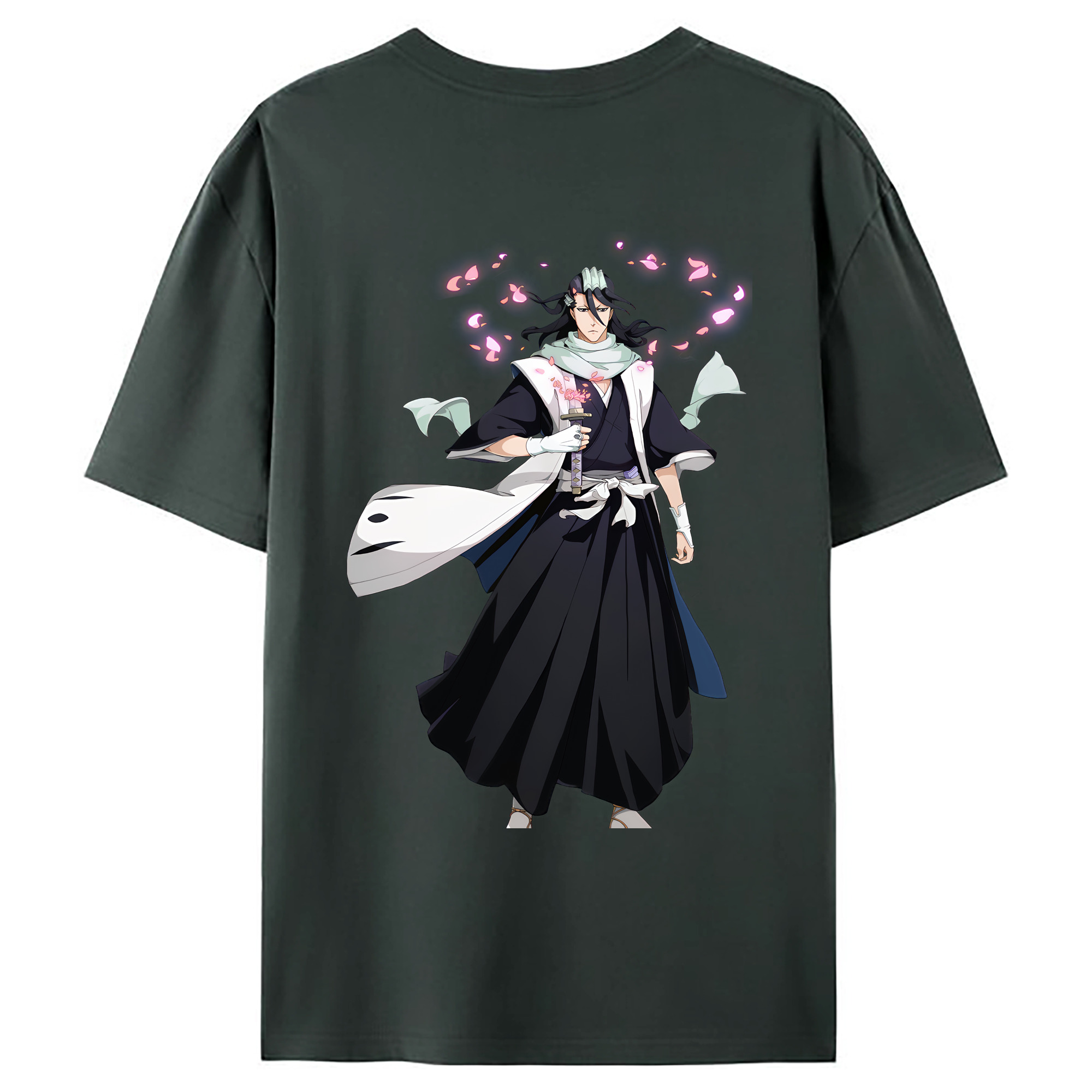 （画像用） ブリーチ くちき びゃくや BLEACH Kuchiki Byakuya 綿100％ メンズ半袖Tシャツ（バックプリント） 通気性